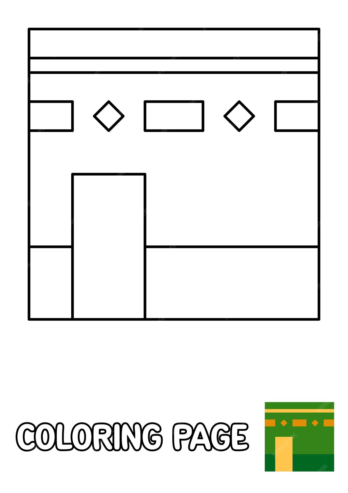 Premium vector coloring page with kaaba for kids