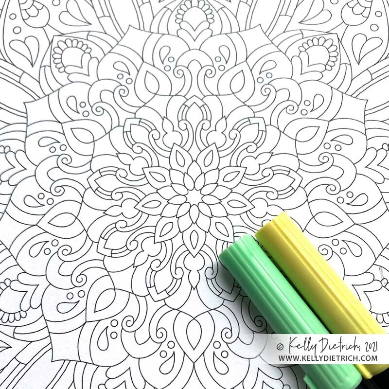 Aprils free mandala coloring page â kelly dietrich mandala art