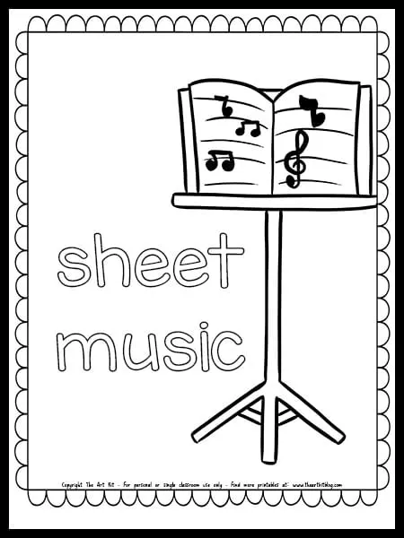 Sheet music coloring page free printable download â the art kit