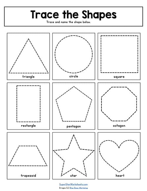 Shape tracing worksheets