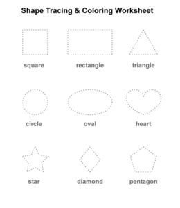 Shape tracing and coloring practice sheets playing learning