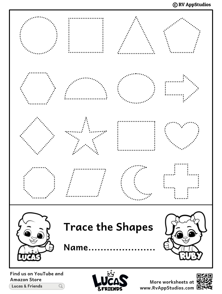 Shape tracing worksheets free printable worksheets
