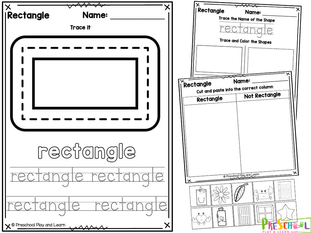 Free printable rectangle shape worksheets for preschool