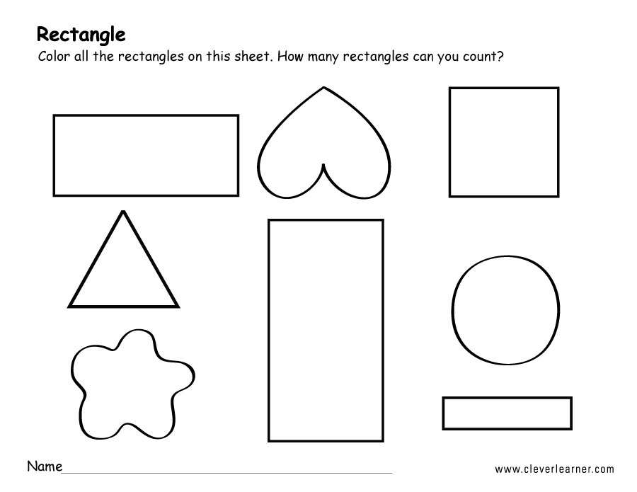 Rectangle shape activity sheets for school children