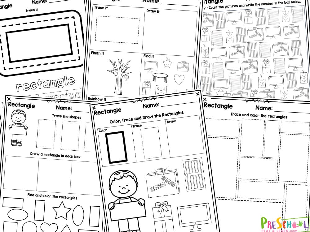 Free printable rectangle shape worksheets for preschool