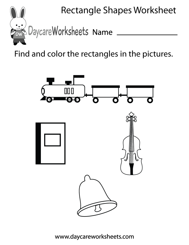 Free rectangle shapes worksheet for preschool