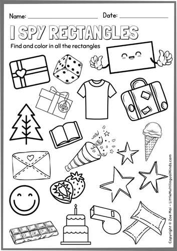 Kindergarten d shapes worksheet rectangles