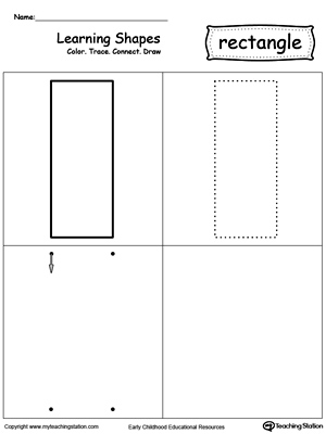 Free learning shapes color trace connect and draw a rectangle