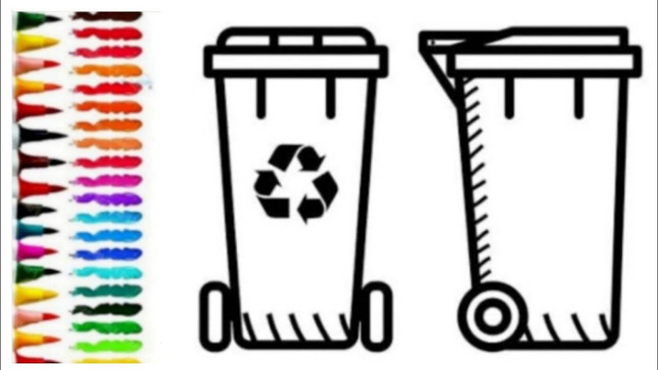 How to draw recycling bin for kidsdrawing colouring painting for kids toddlereasy drawing ð