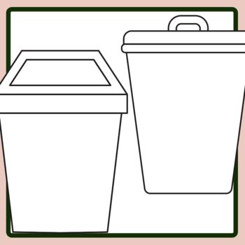 Garbage bin trash can rubbish templates simple outlines clip art clipart