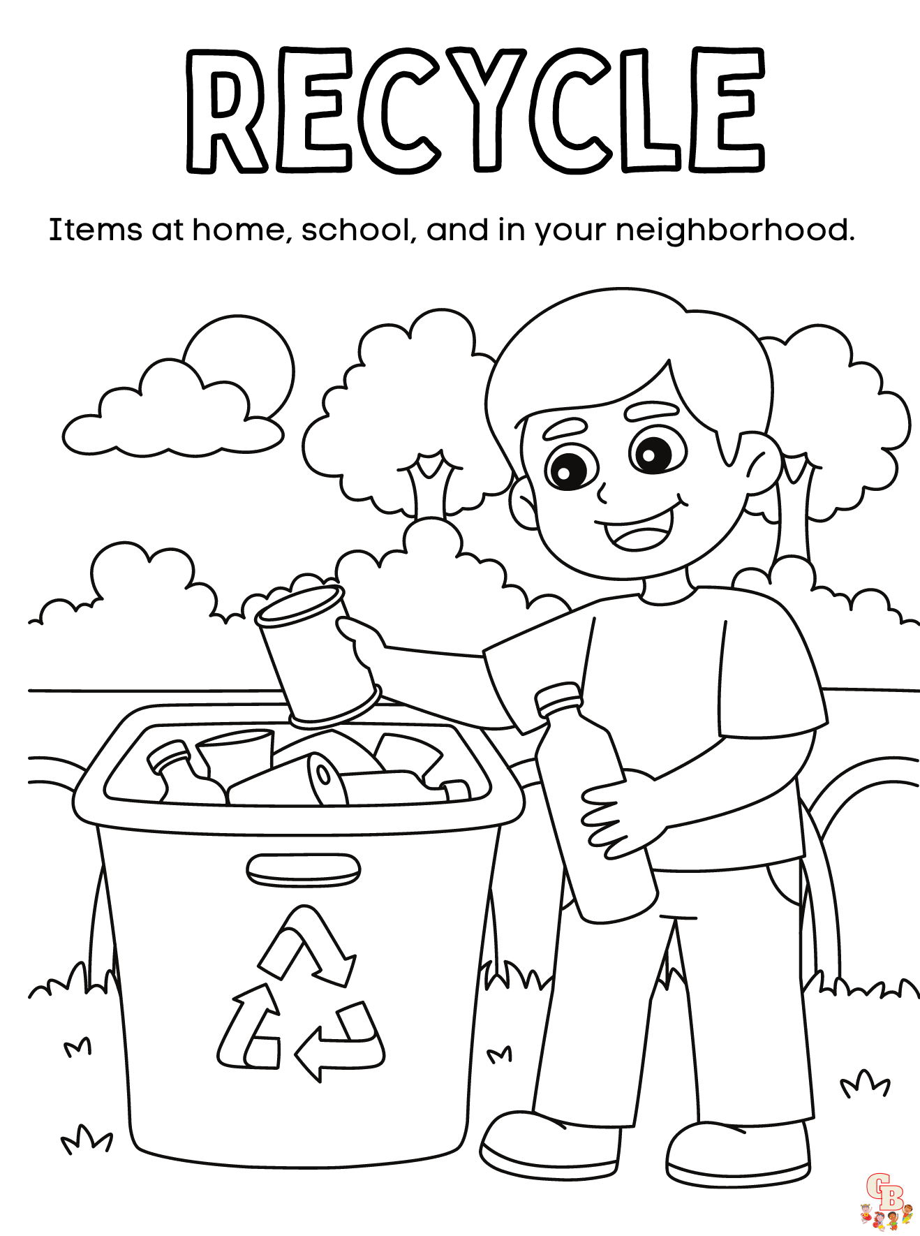 Printable recycling coloring pages free for kids and adults
