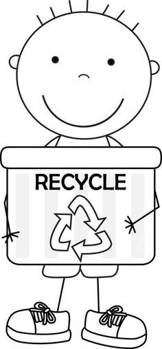 Coloring page of a large recycling bin for kids
