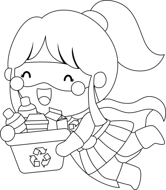 Premium vector a vector of a girl superhero of earth in black and white coloring