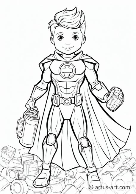 Recycling superhero coloring page free download artus art