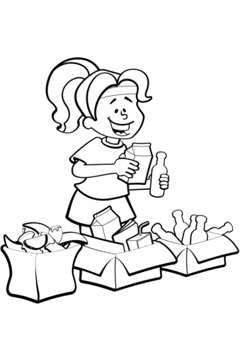 Woman is sorting garbage for recycling coloring page free printable coloring pages