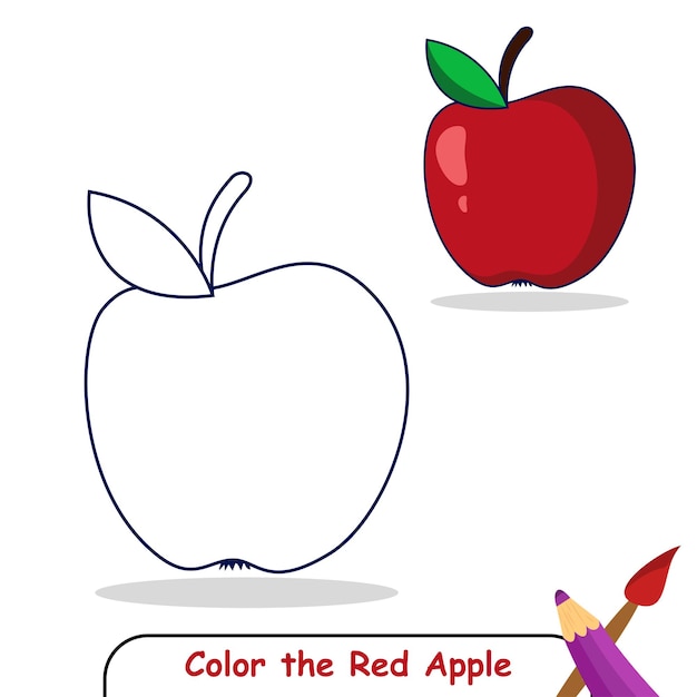 Premium vector apple coloring page coloring book for kids apple vector graphics apple fruit cartoon illustration