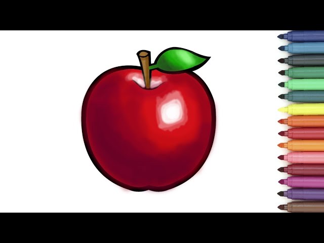Red apple coloring page for kids