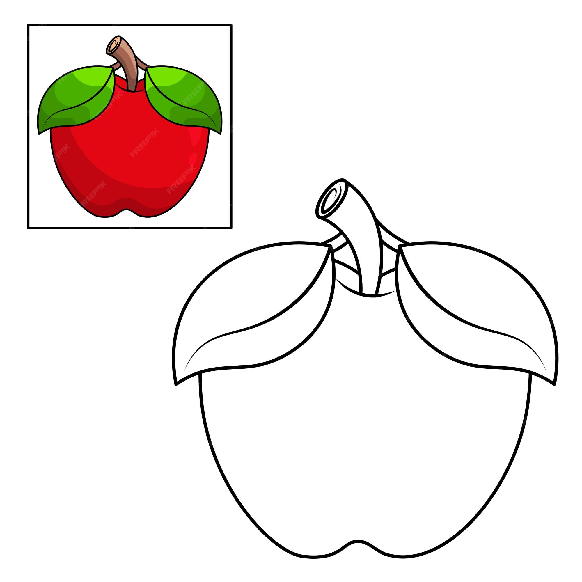 Premium vector coloring page apple fruit red