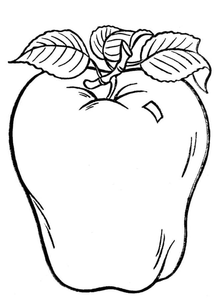 Drawing of a red apple coloring page