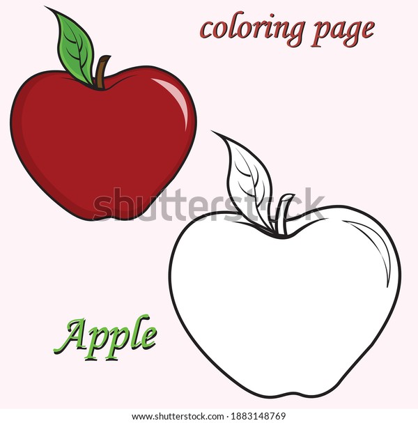 Apple coloring page coloring book page stock vector royalty free