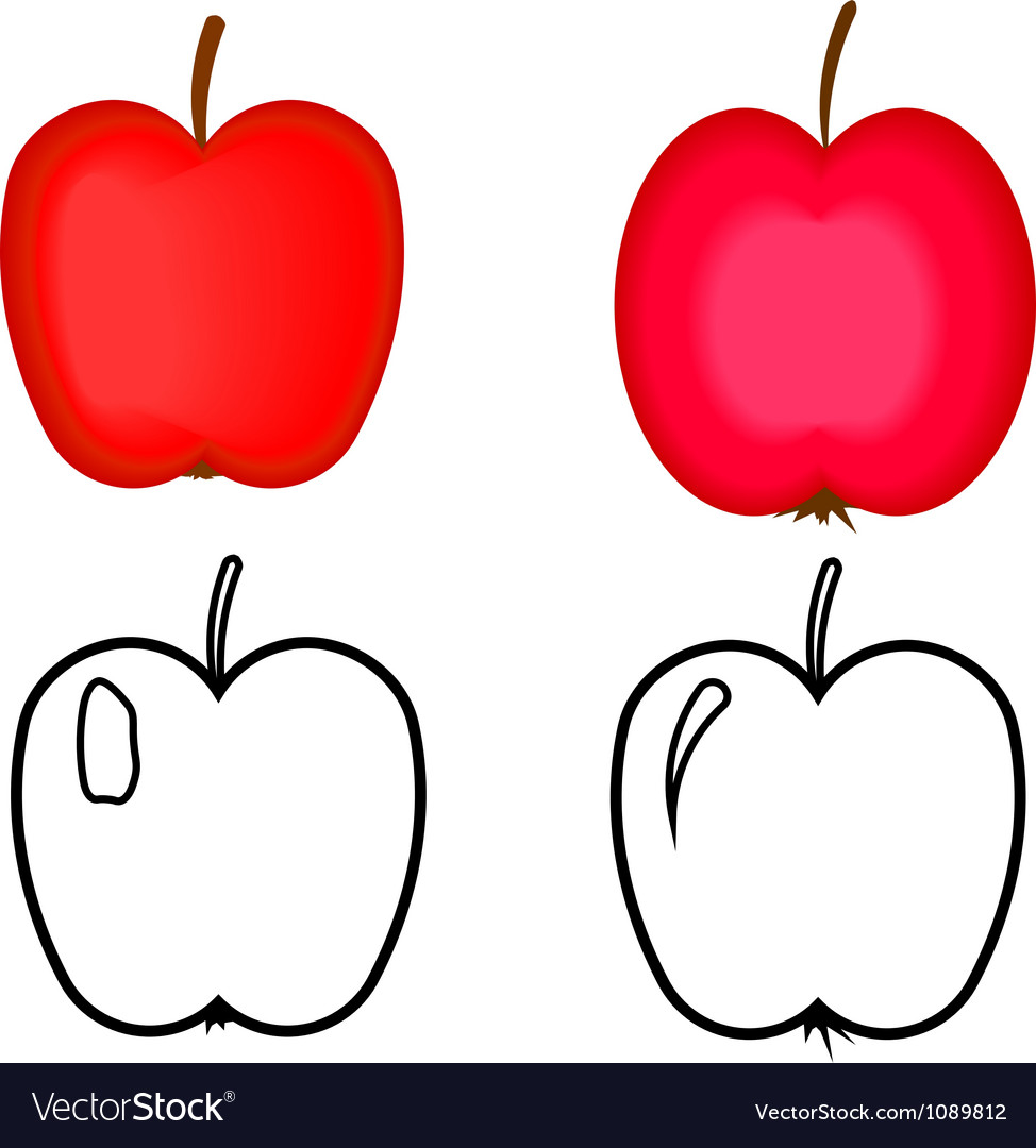 Set of red apples for coloring book royalty free vector