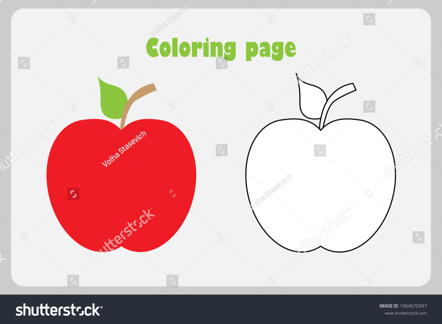 Hakuun red apple cartoon style coloring page liittyvã vektorikuva rojaltivapaa