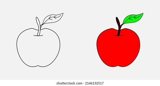 Red apple cartoon coloring page colorful stock vector royalty free