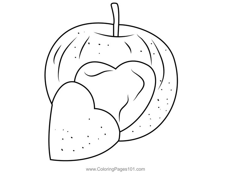 Red apple with heart shaped cut colorg page apple colorg pages colorg pages red apple