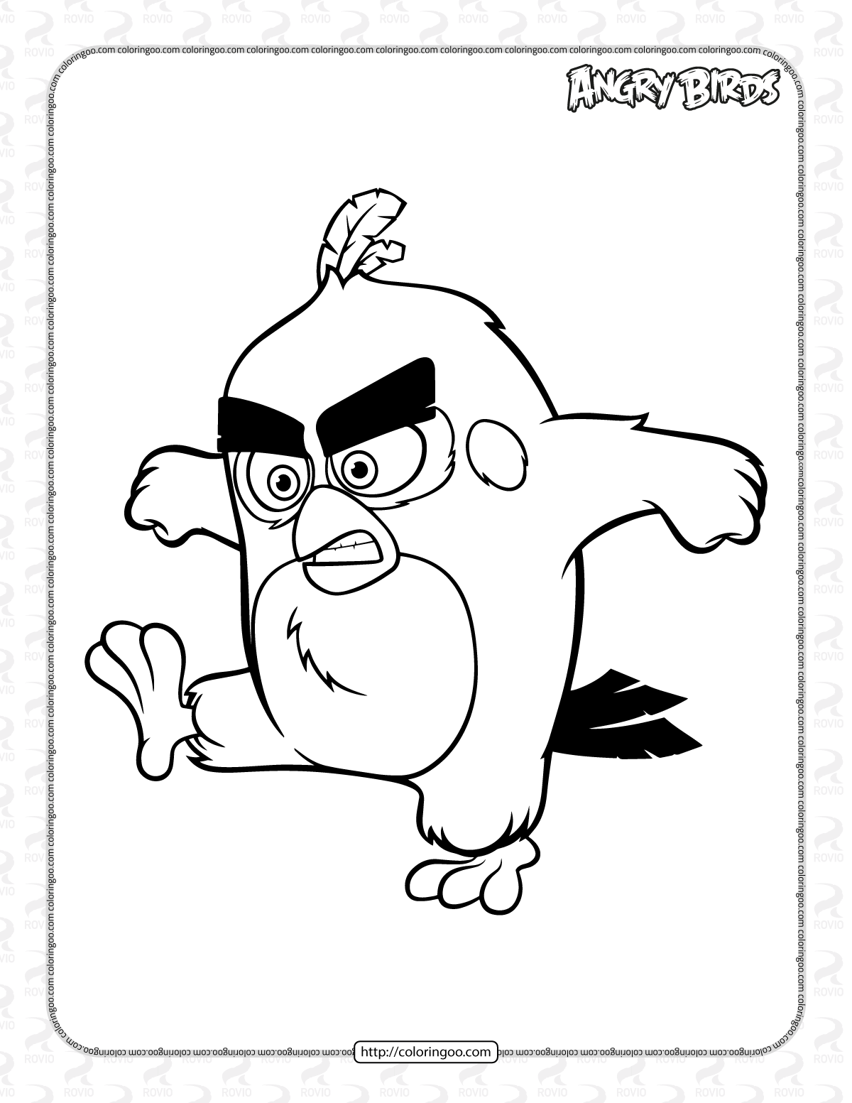 Red bird is really angry coloring page