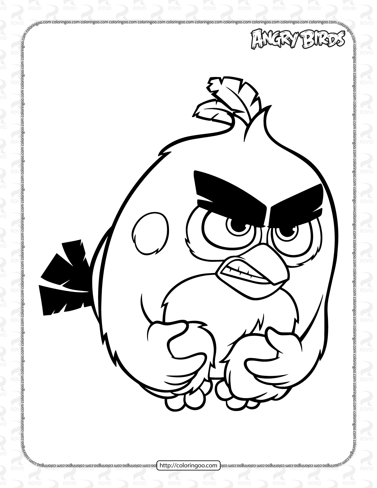 Red bird ready to fly coloring page