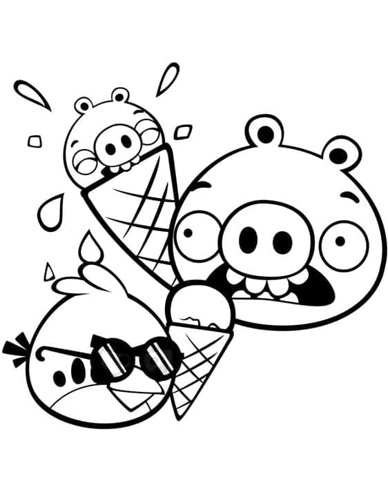 Angry birds red bird and pigs coloring page
