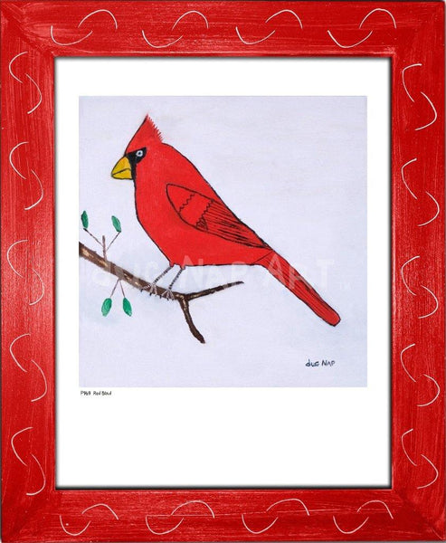 Red bird print by dug nap â dug nap art