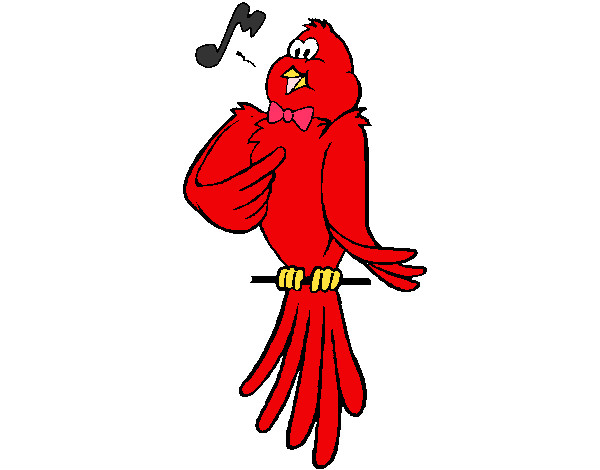 Colored page red bird painted by kynkyn