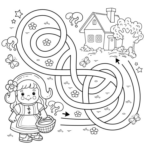 Little red riding hood coloring pages stock illustrations royalty