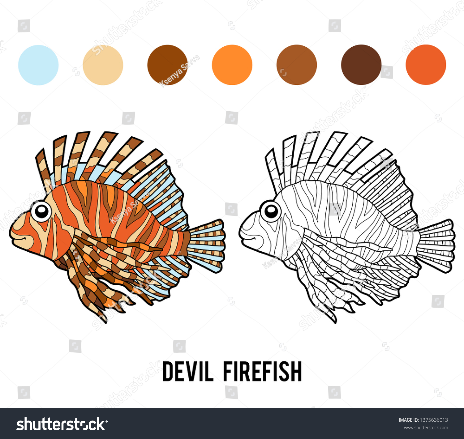 Coloring book children devil firefish stock vector royalty free