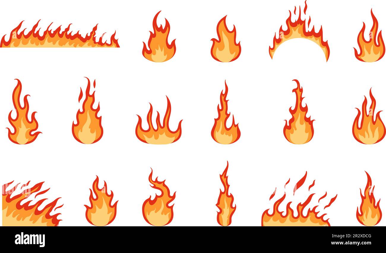 Flat red flames isolated heat fire sign fires devil symbols hot campfire abstract heat and fever graphic pictogram decent vector collection stock vector image art