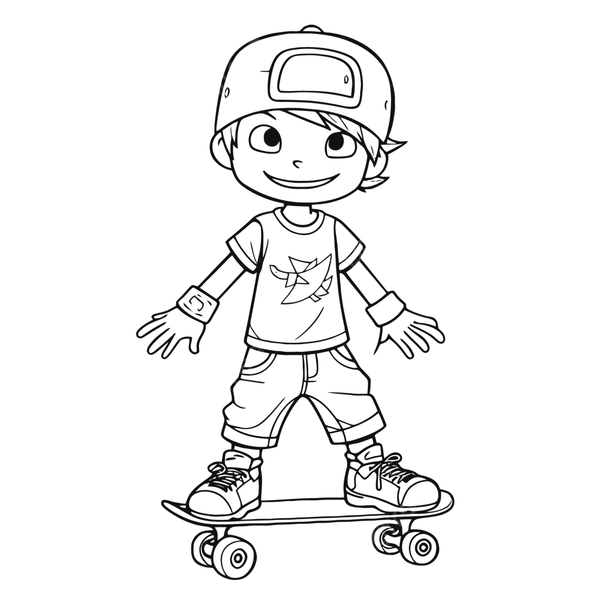 Boy riding a skateboard in a cap and hat coloring page outline sketch drawing vector wing drawing skateboard drawing hat drawing png and vector with transparent background for free download