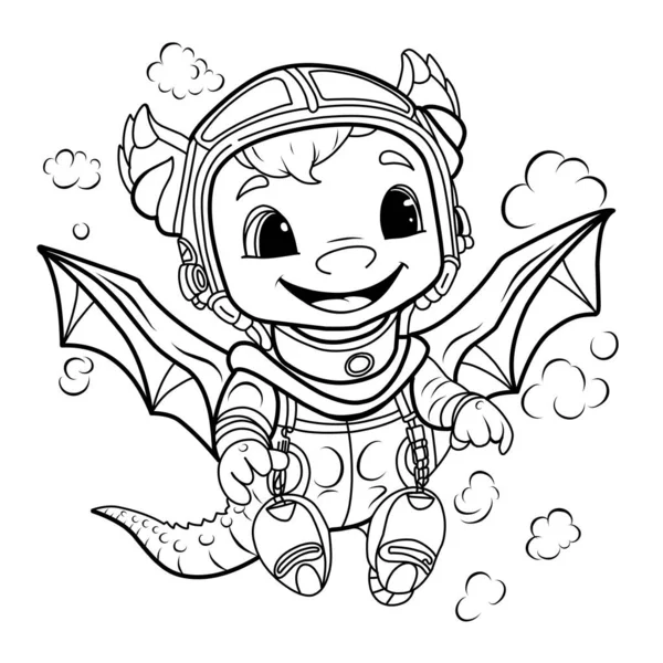 Cute dragon pilot simple line illustration coloring dragon year stock vector by bosonya