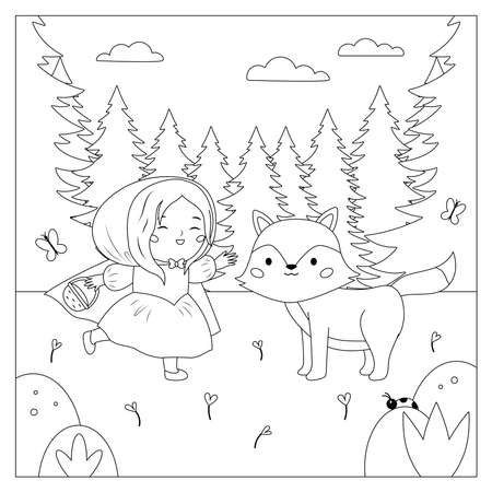 Red riding hood coloring book stock illustrations cliparts and royalty free red riding hood coloring book vectors
