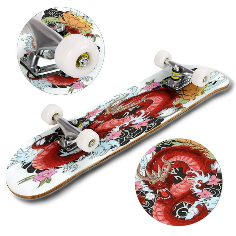 Hand drawn dragon tattoo coloring book japanese style japanese old outdoor skateboard x pro plete skate board cruiser layers double kick concave deck maple longboards for youths sports