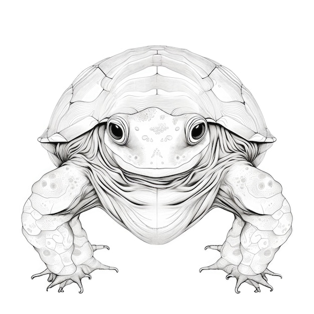 Premium ai image black and white coloring picture of a softshell turtle