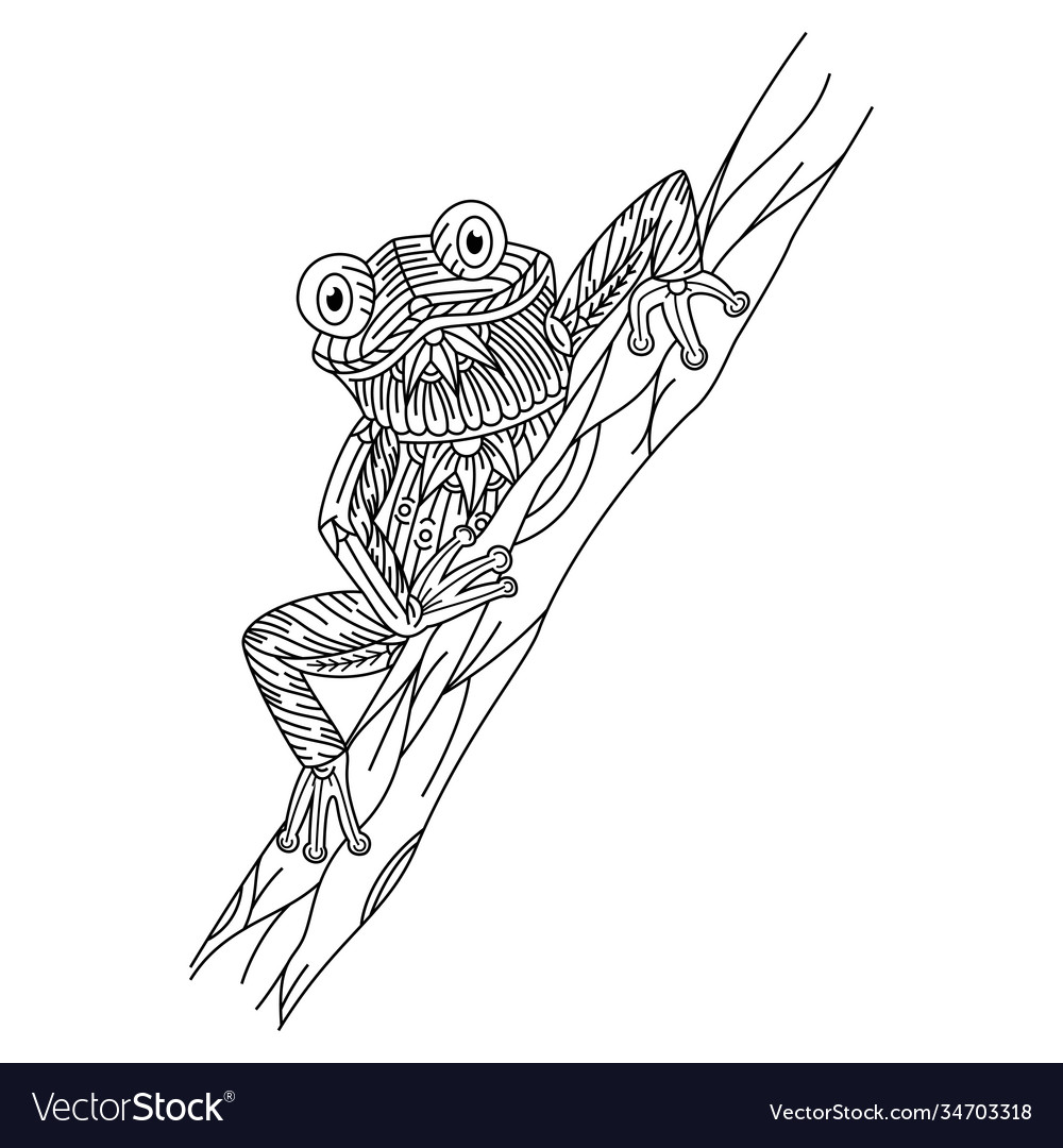 Hand drawn frog in entangle style royalty free vector image