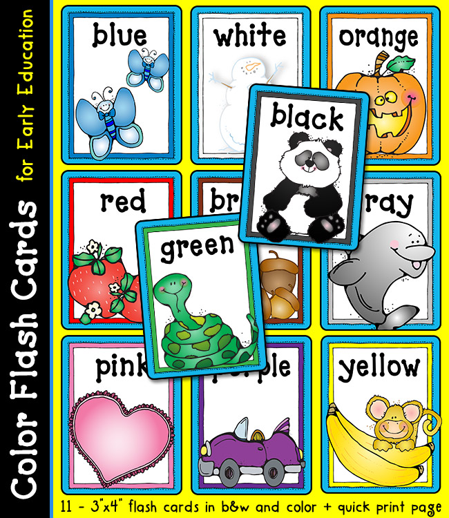 Color flash cards for preschool kindergarten and smiles by dj inkers