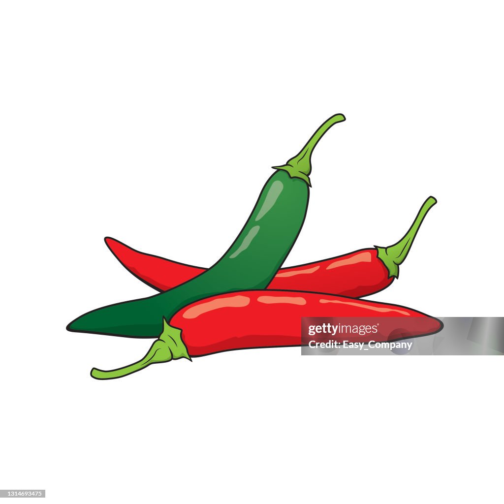 Vector illustration of chili isolated on white background organic vegetables and fruits cartoon concepts education and school material kids coloring page printable activity worksheet flash card high