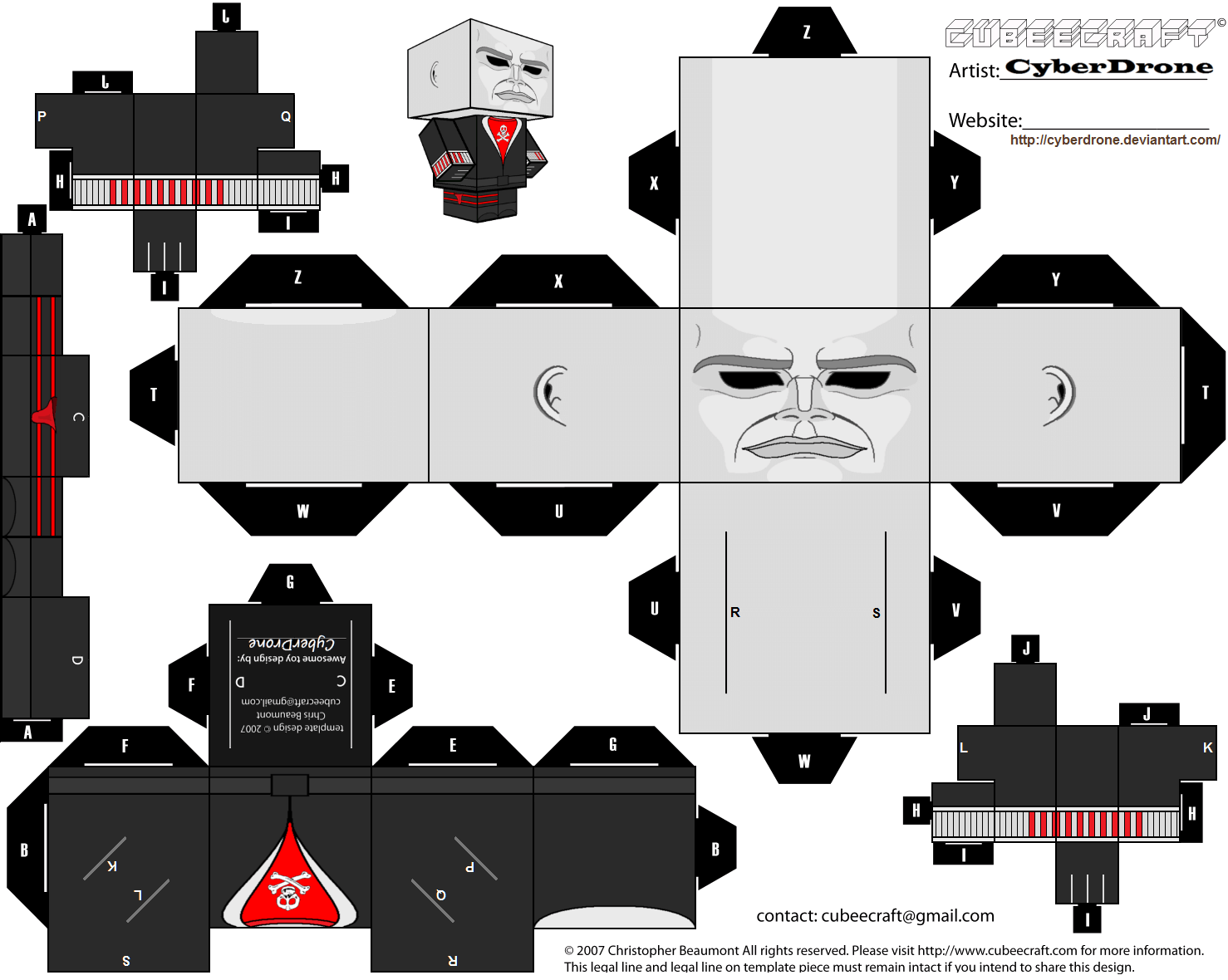 Red jackal from action force paper toy free printable papercraft templates