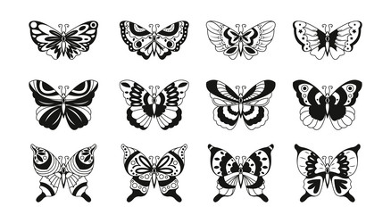 Butterfly tattoo outline vector images over