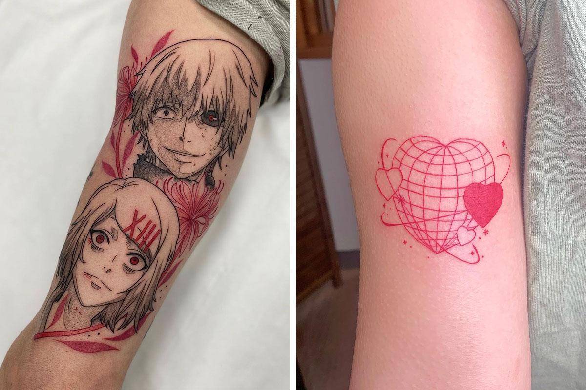 Red ink tattoo ideas that might have you booking a patch test bored panda