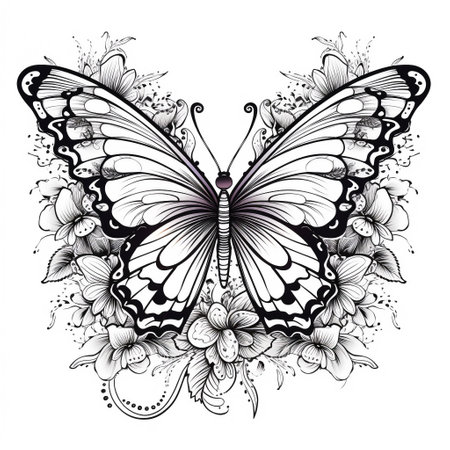 Zentangle butterfly stock photos and images