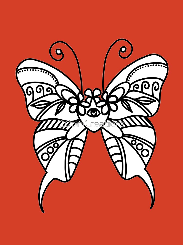 Color in butterfly black and white plant lover linework colouring book kids t