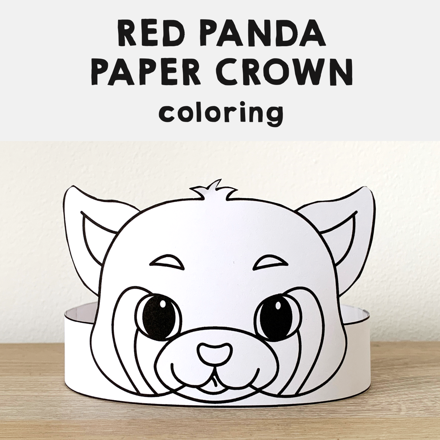 Red panda paper crown printable asian animal coloring craft made by teachers